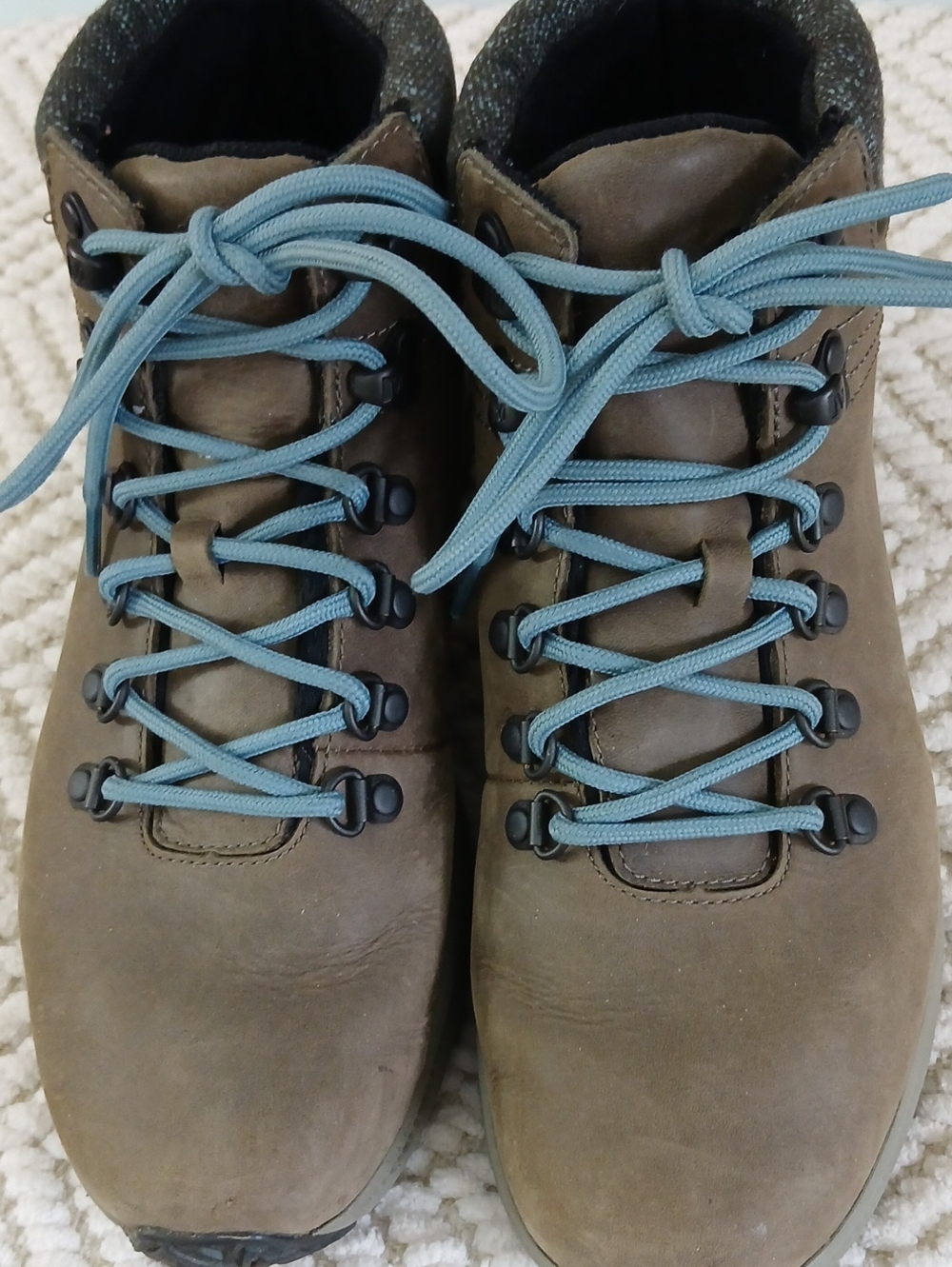 Merrell Taupe Leather Hiking Boots with Blue Laces